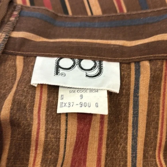 NWOT 70s PBJ BOHO RETRO BROWN & BURGUNDY STRIPED TIERED RUFFLED MIDI SKIRT SZ 9 - Picture 6 of 7